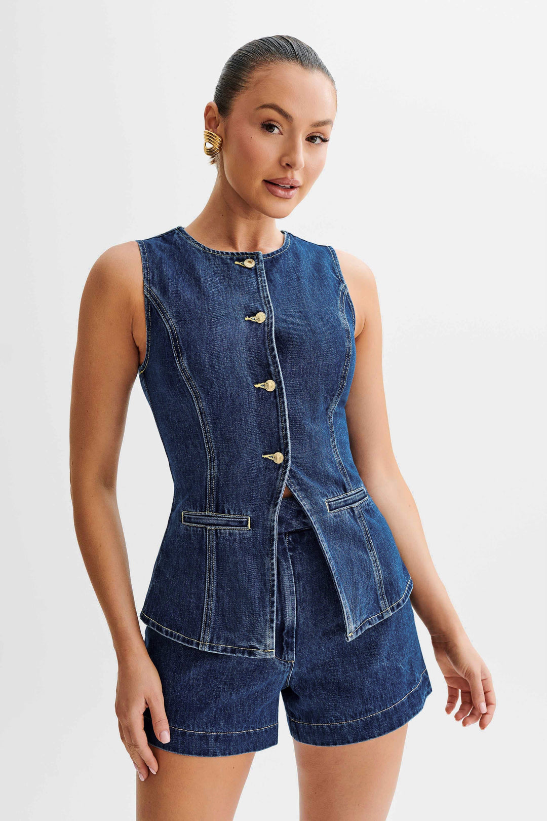 Serena™ | Trendy Denim Button Set